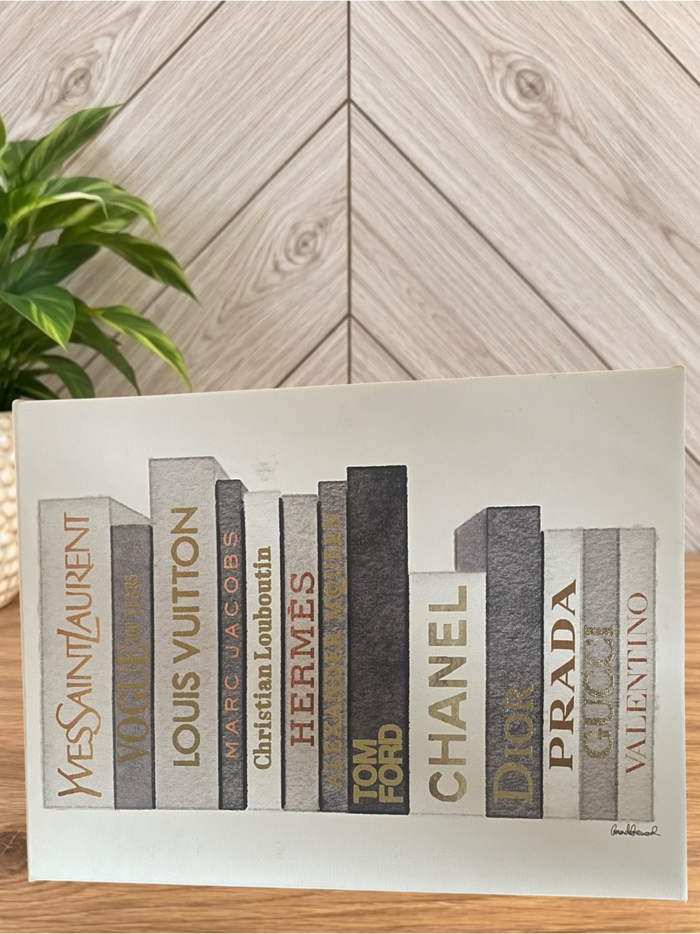 AMANDA GREENWOOD Designer Book Stack Canvas Licensed Art 14X11”